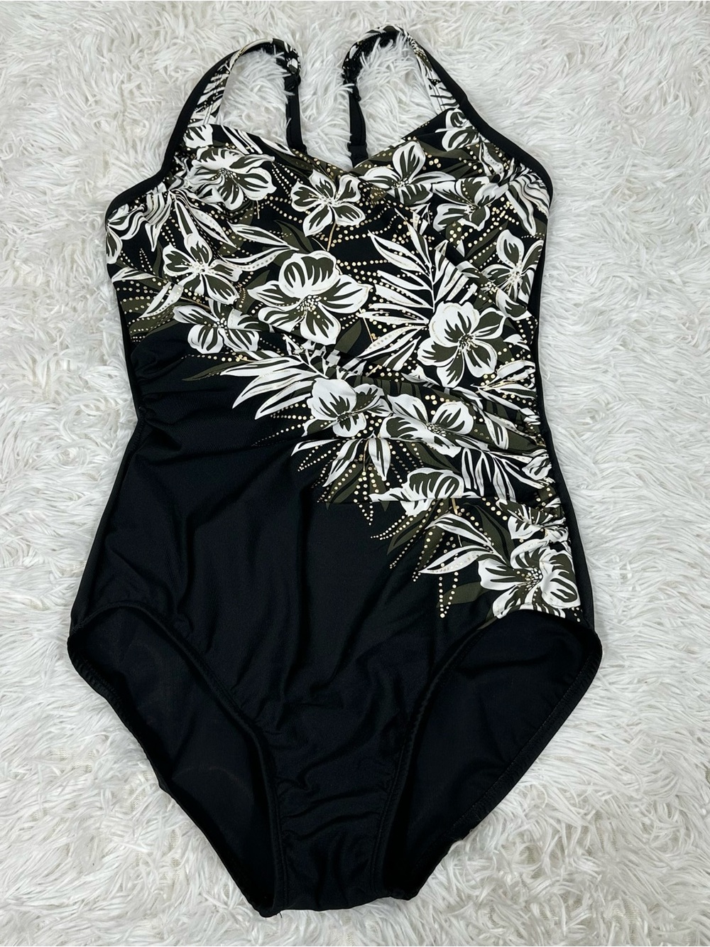 Miraclesuit Seraphina One Piece 10 Black Floral Underwire Tummy Control Swimsuit - Picture 2 of 15